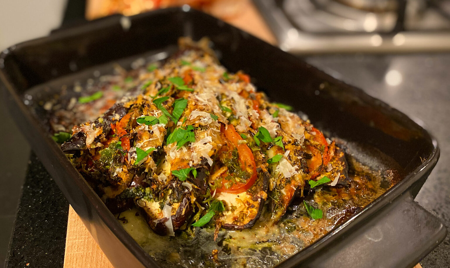 Italiaans gevulde aubergines uit de oven René in de Keuken