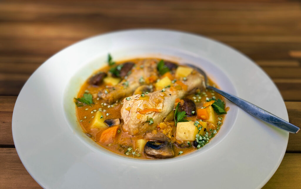 Hahnchen-in-Riesling-kip-in-witte-wijnsaus-Coq-au-vin-uit-Duitsland