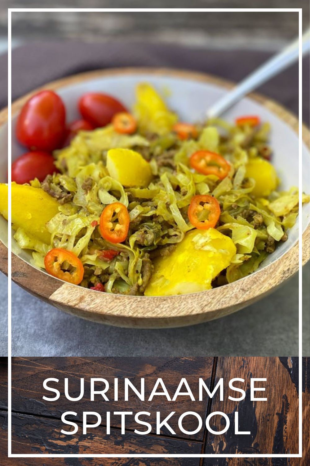 Surinaamse spitskool gehakt curry