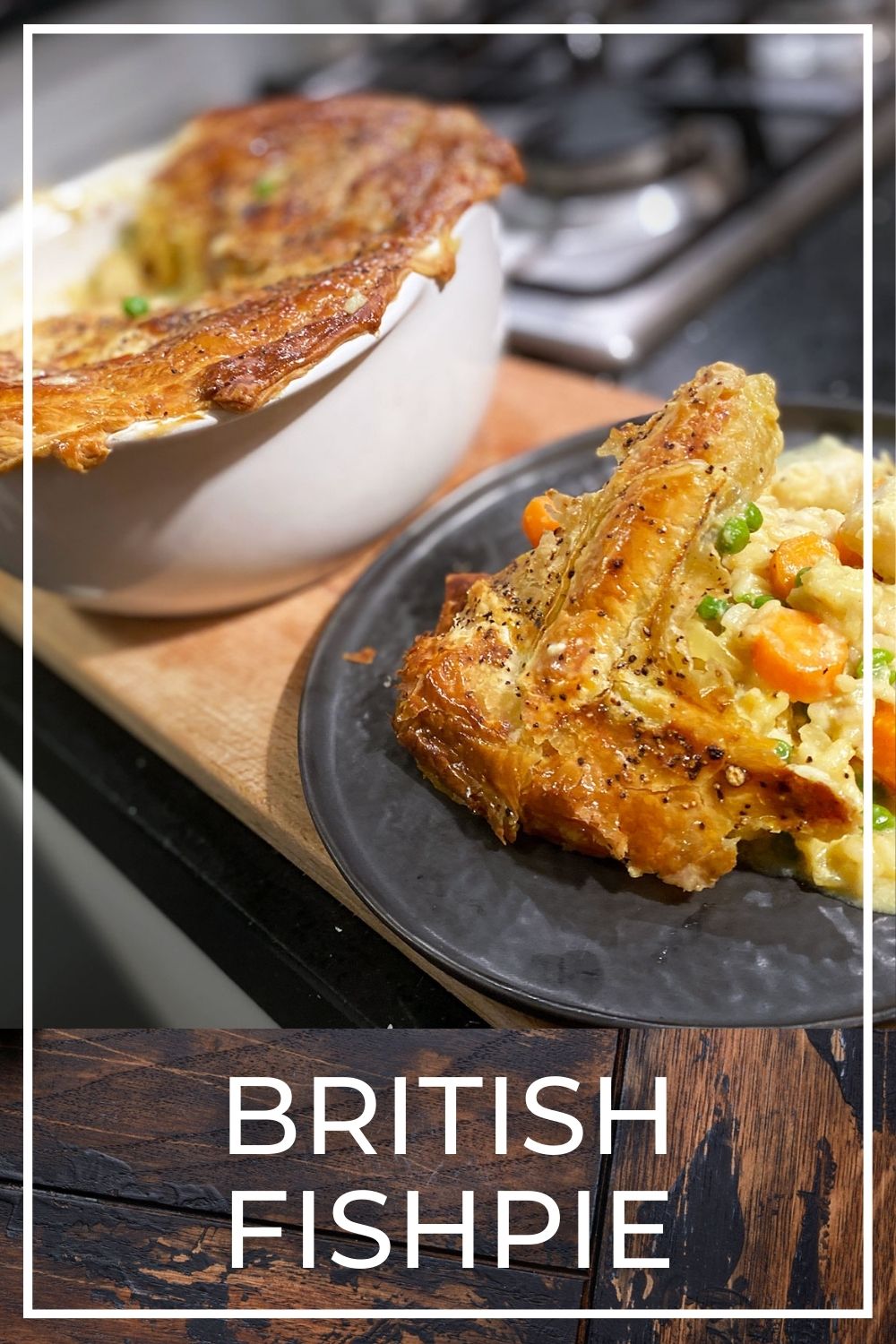 British Fishpie with tilapia of pangasus and risotto