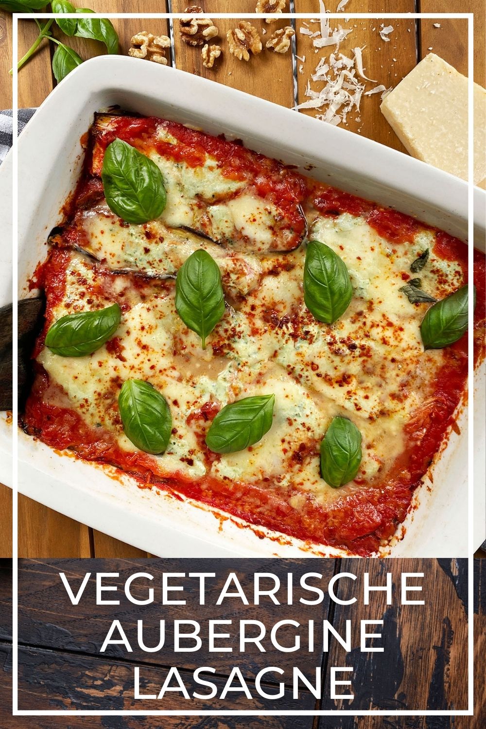 Vegerarische aubergine lasagne met ricotta, mozzarella en grana padano