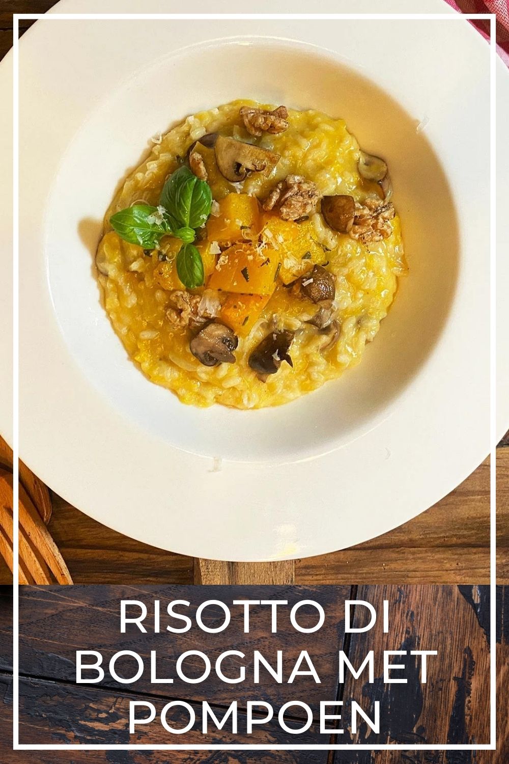 Risotto di Bologna met pompoen en walnoten