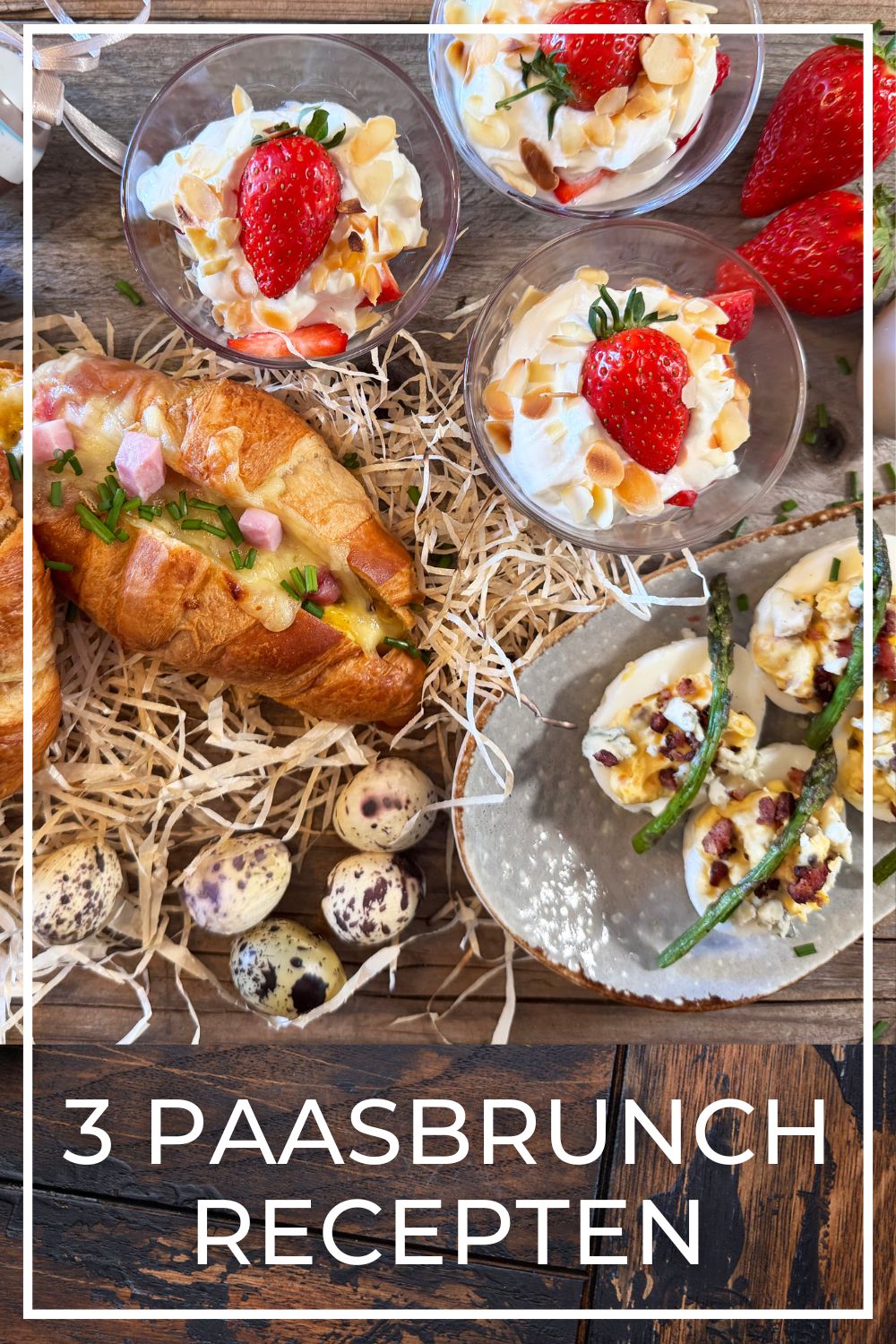 Paasbrunch tafel met verschillende feestelijke gerechten