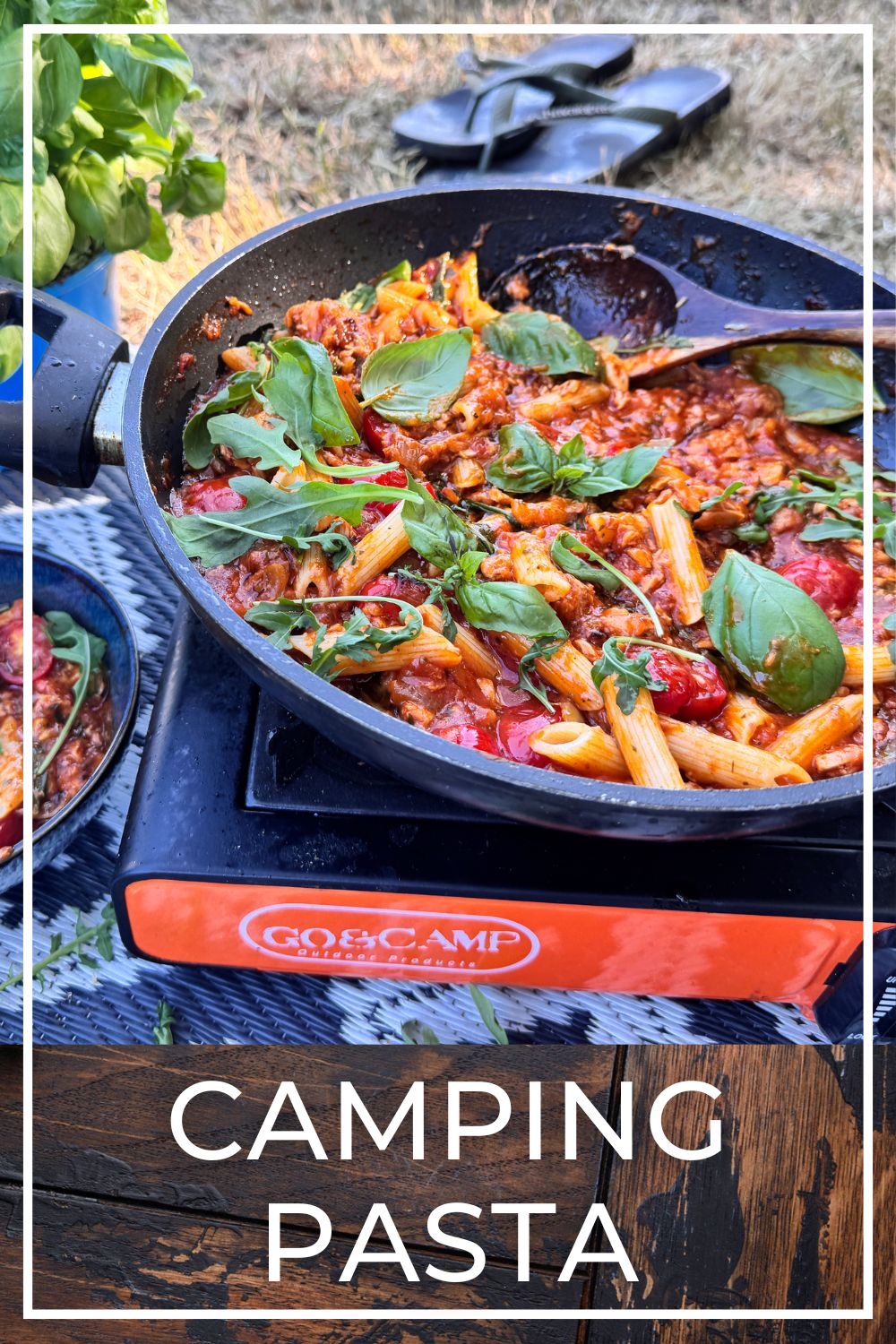 camping tuna pasta cooked outdoors at Rock Werchter festival