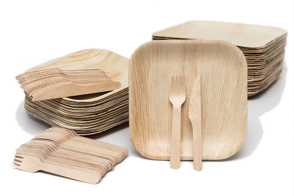 Bamboo wegwerp borden & bestek € 1,50 p.p.