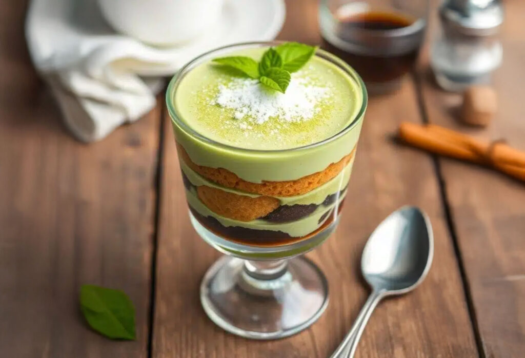 Matcha tiramisu met mascarpone en groene thee