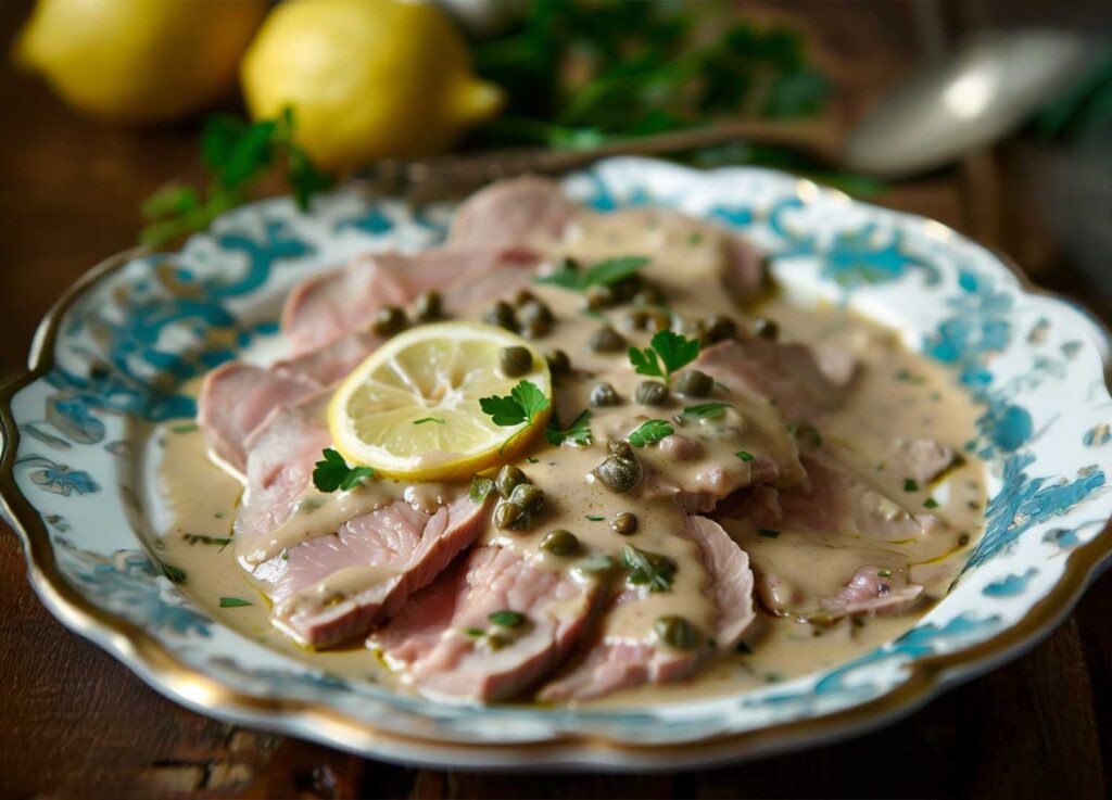 Vitello tonnato met tonijnmayonaise en kappertjes