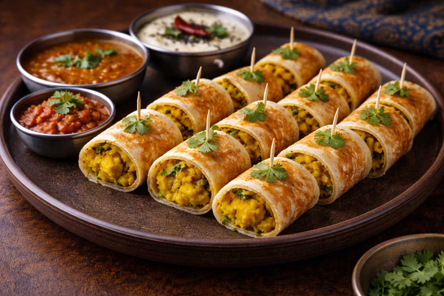 Masala Dosa (gevulde rijstpannenkoek)