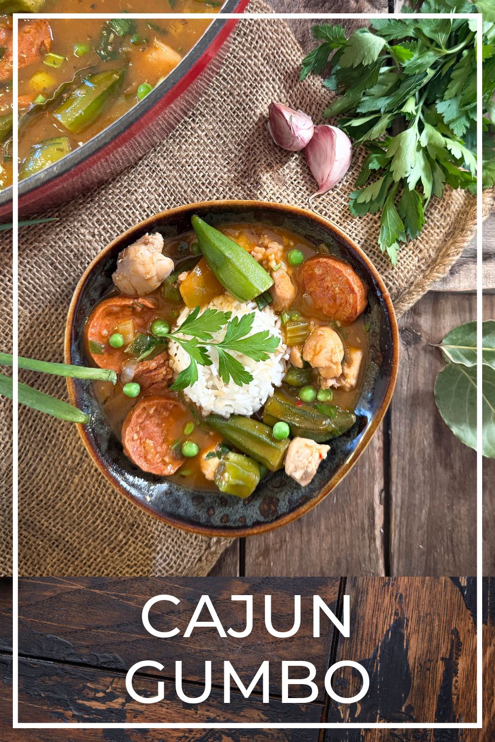 Bowl of gumbo, southern American comfort stew.