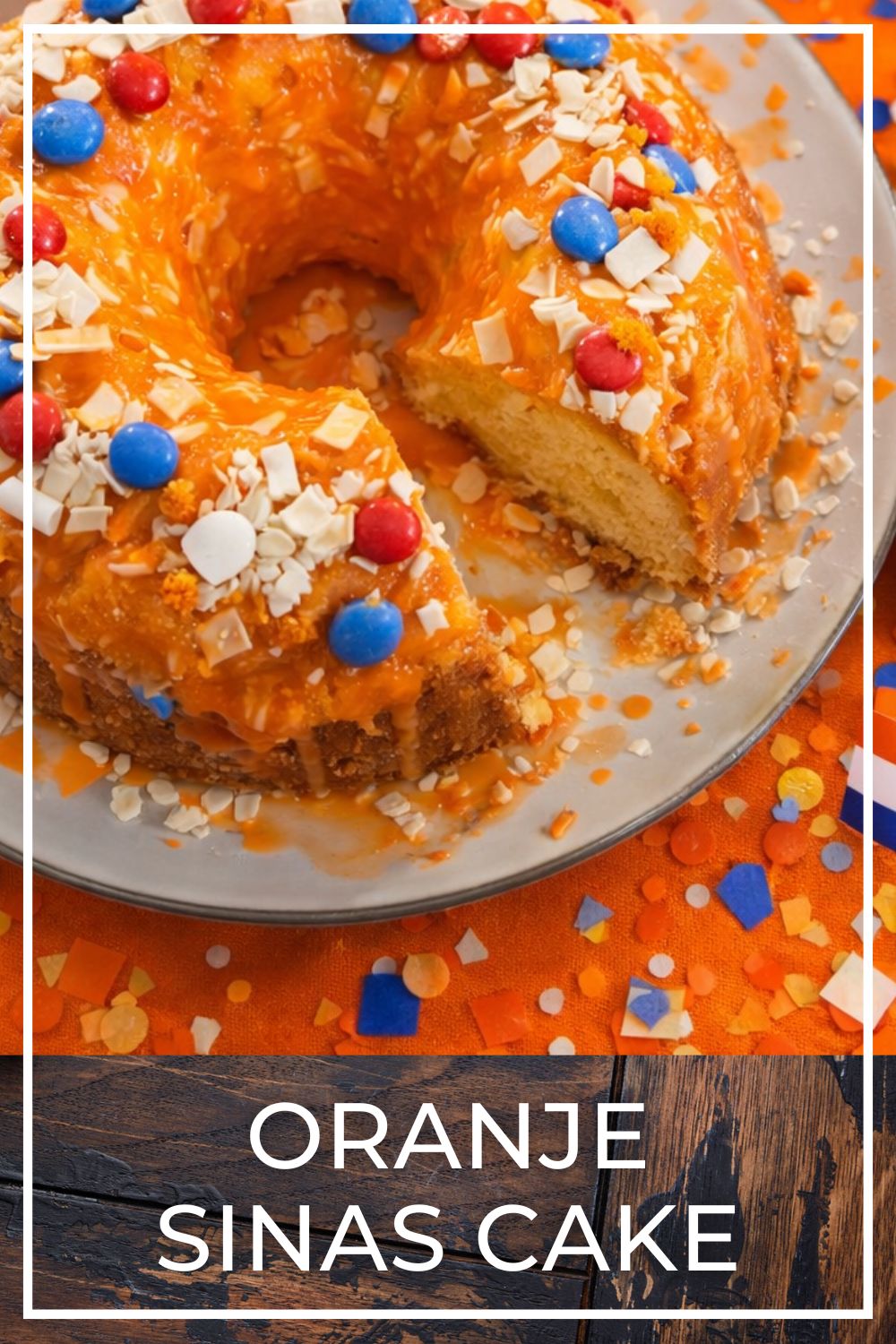 Orange glazed orange cake decorated for King’s Day.