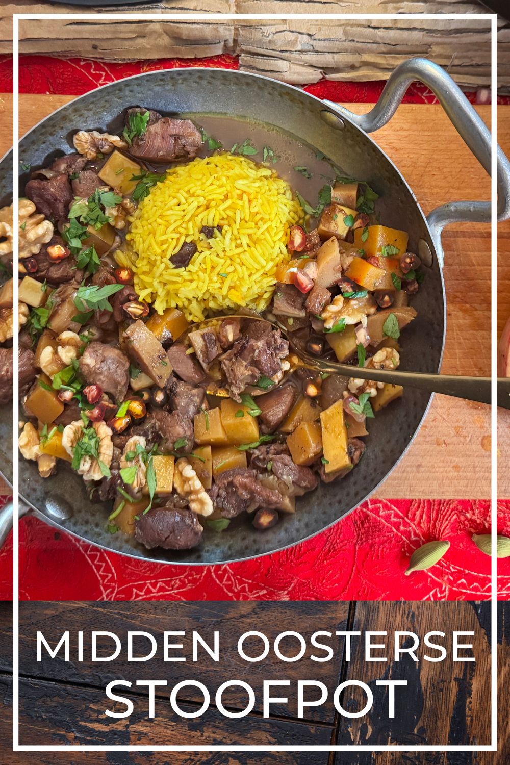 Middle Eastern stew with chicken, pumpkin and pomegranate.