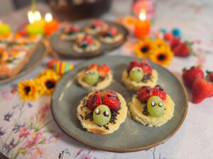 Schildpadden van aardbei en druiven