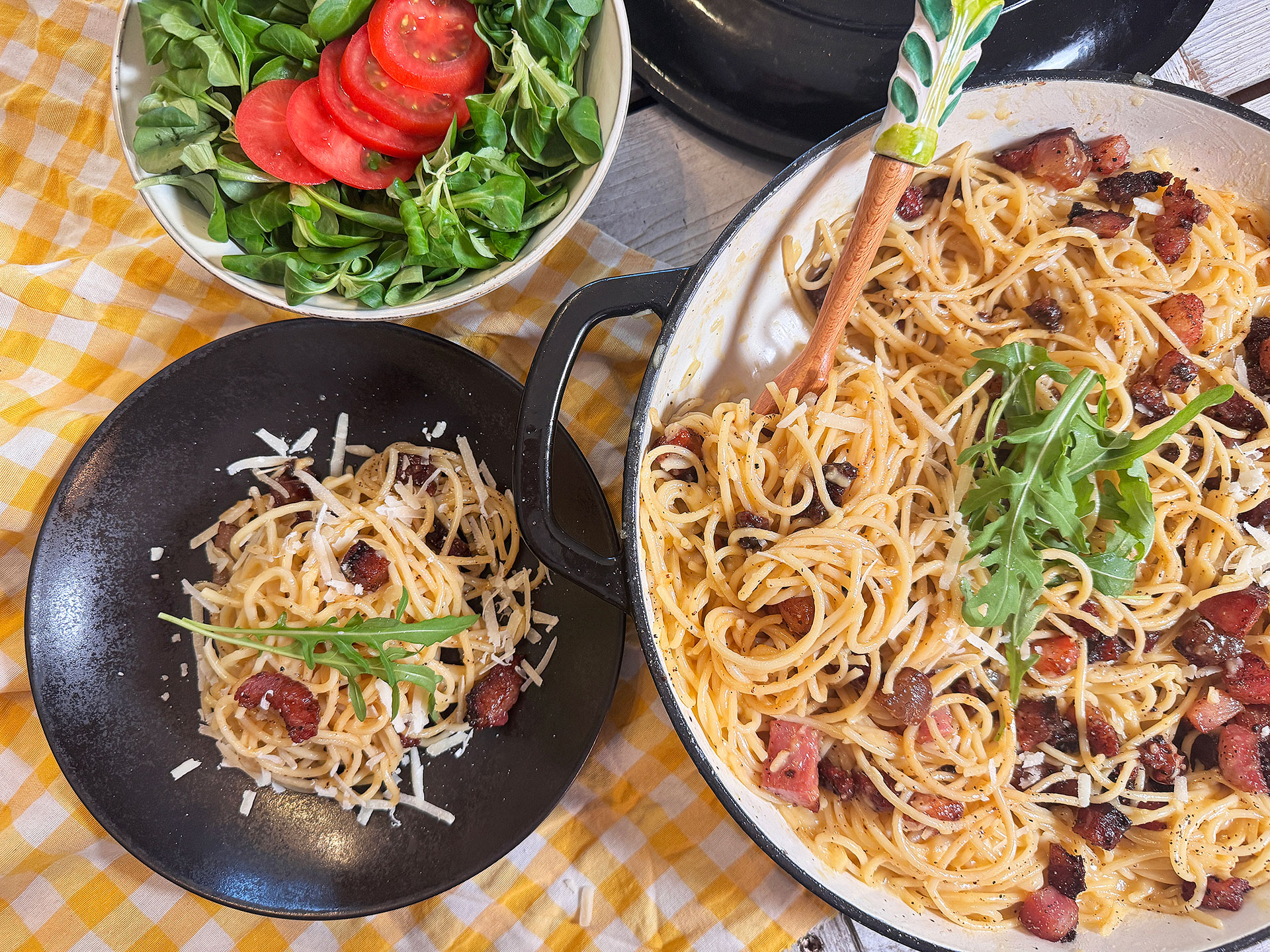 Klassieke spaghetti carbonara zonder room