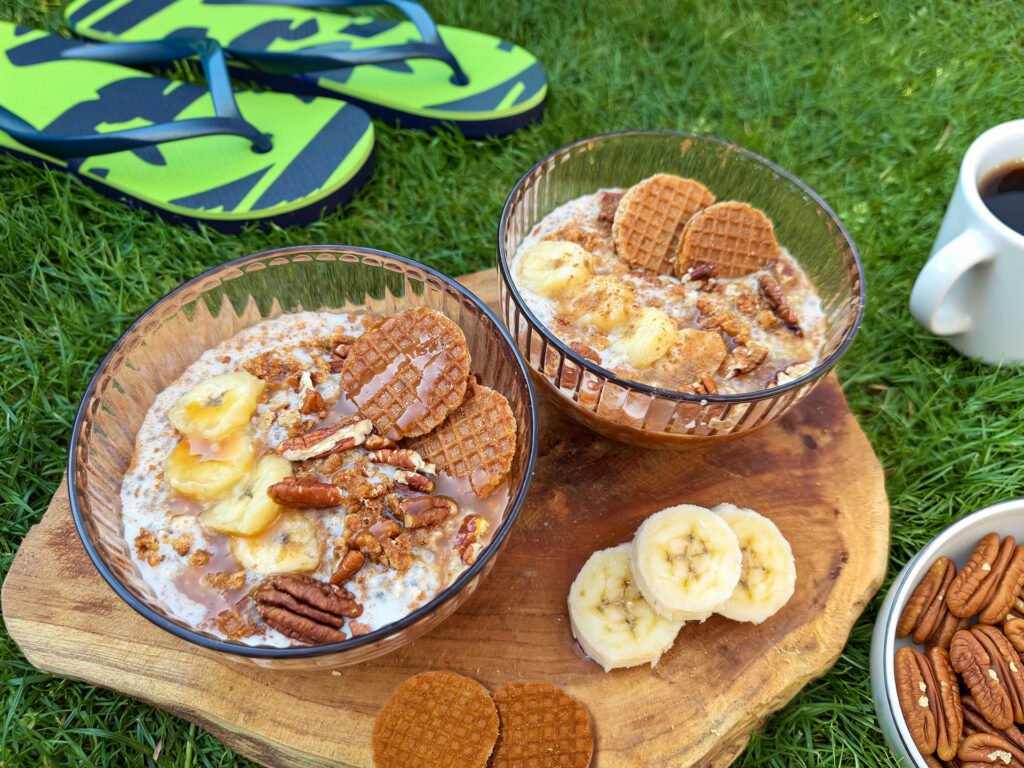 Stroopwafel Overnight Oats voor op de camping