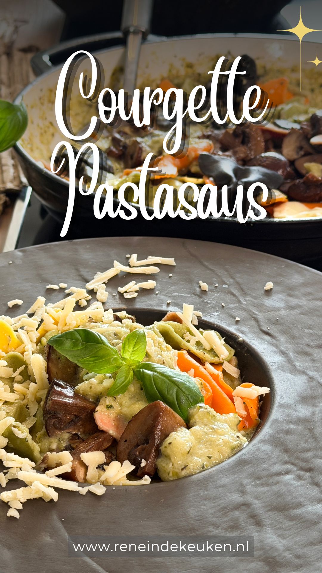 Creamy zucchini pasta sauce with Parmesan, lemon and fresh basil